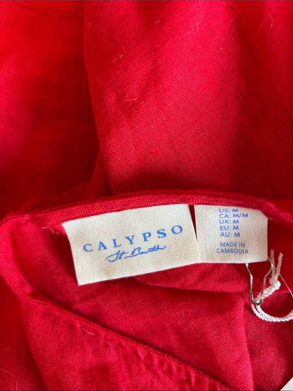 NWT Calypso St. Barth Linen Blend Wide Leg Jumpsuit Red Sleeveless Pockets - M - Picture 3 of 5